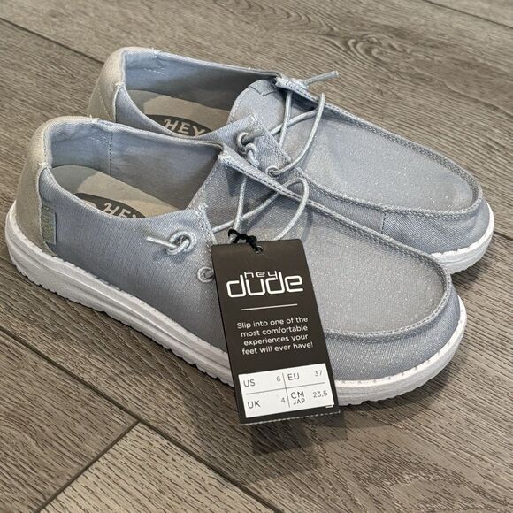 Hey Dude Wendy Glitter Sparkle Womens Size 6 Slip On Casual Shoes Smoke Quartz - Picture 1 of 8